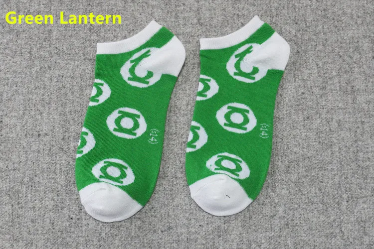 Green Lantern-1 15 видов стилей носки с изображением Супермена, зеленого фонаря, носки с героями мультфильмов для женщин и мужчин, Marvel, короткие носки с изображением чудо-женщины, Бэтмена, повседневные носки - Цвет: Green Lantern-1