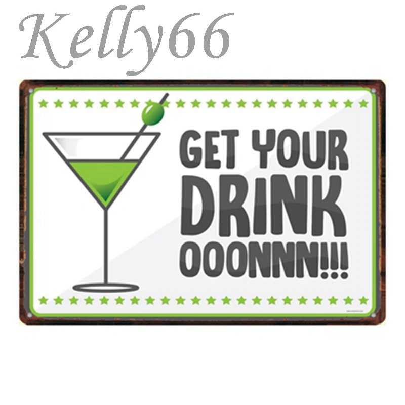 

[ Kelly66 ] Cocktail Beer Vintage Metal Sign Tin Poster Home Decor Bar Wall Art Painting 20*30 CM Size y-1373