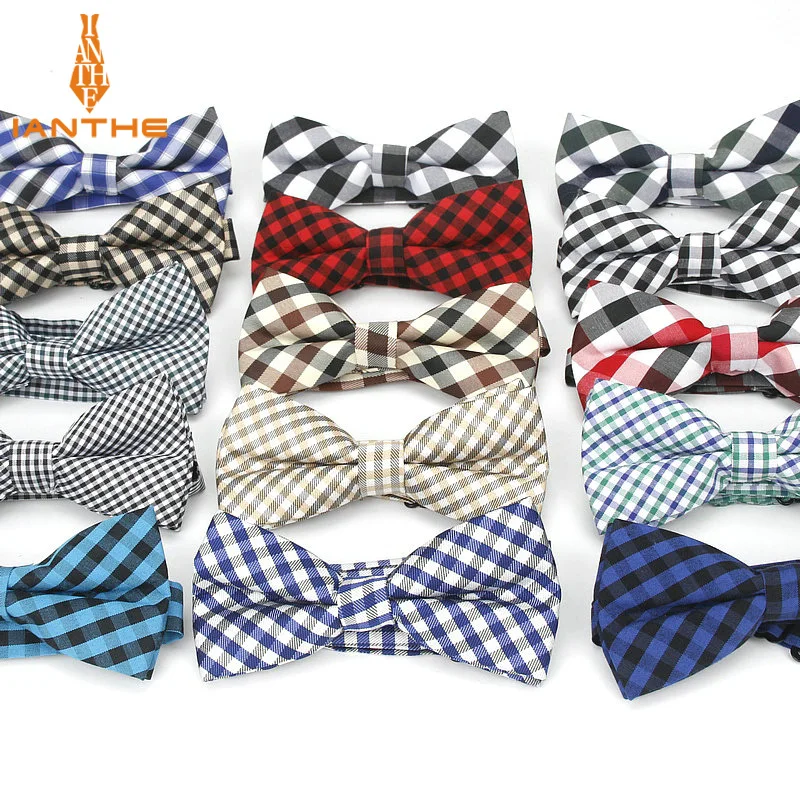 2018 Brand New Men's Fashion Vintage Colorful Plaid Neck Bowtie For Man Wedding Suits Bow Ties Cravatas Corbatas Check Butterfly