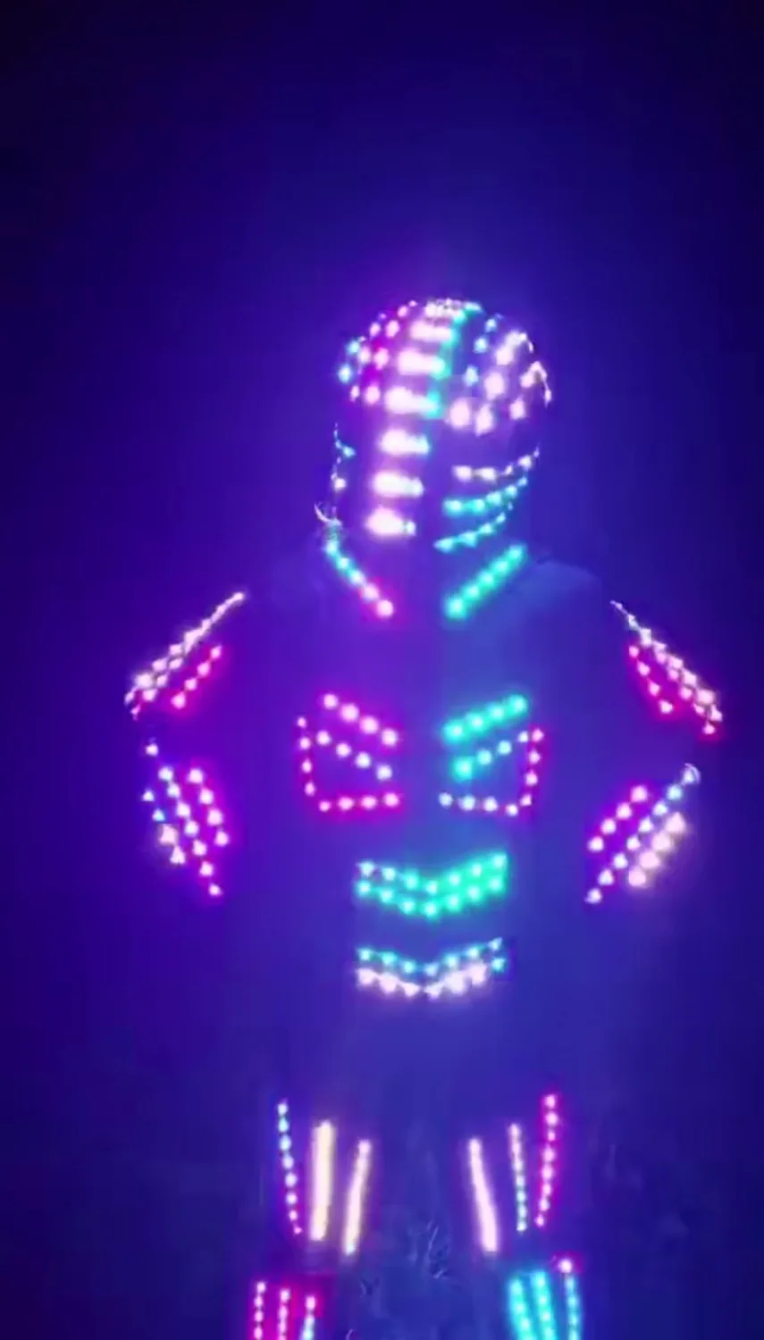 

RGB Led Luminous Tron Robot Dance Suit Programmable Led Light Up Stage Performance Party Event Clothes Led Ballroom Costume
