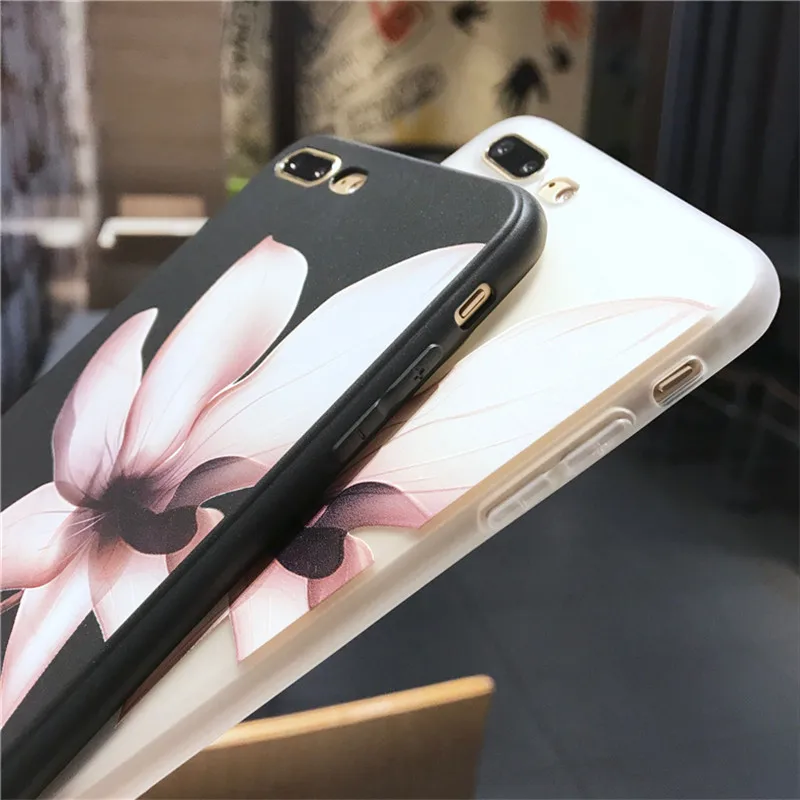Чехол из ТПУ для iPhone 7 чехлы с матовыми рельефными цветами XR XS Max 6S 6 8 Plus SE мягкие