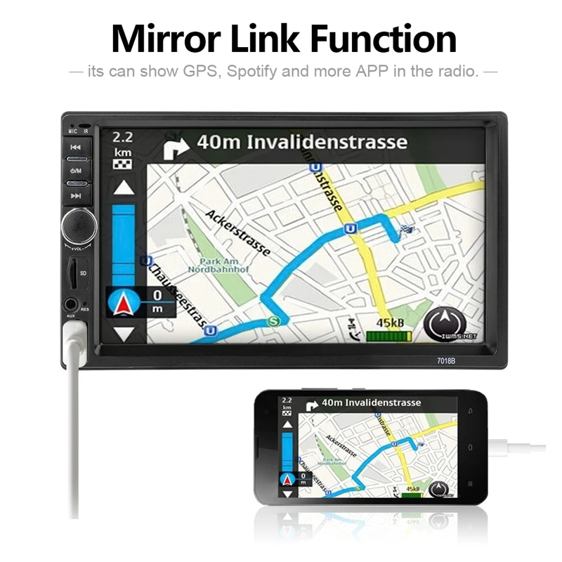 7018B Double 2 Din Car Video Player 7 inch Press Screen Multimedia player MP5 USB FM Bluetooth |