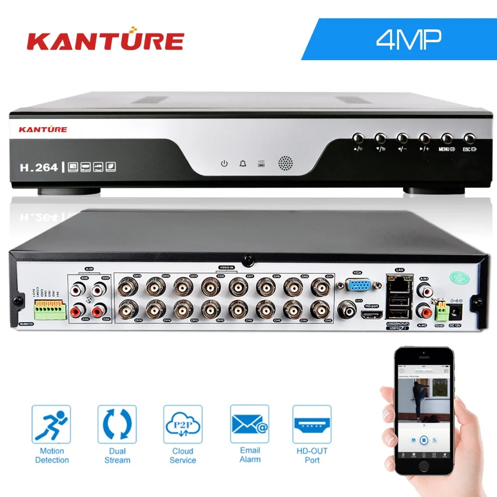 Сетевой видеорегистратор KANTURE устройство для записи видео 6 в 1 16 каналов 4 МП AHD NVR