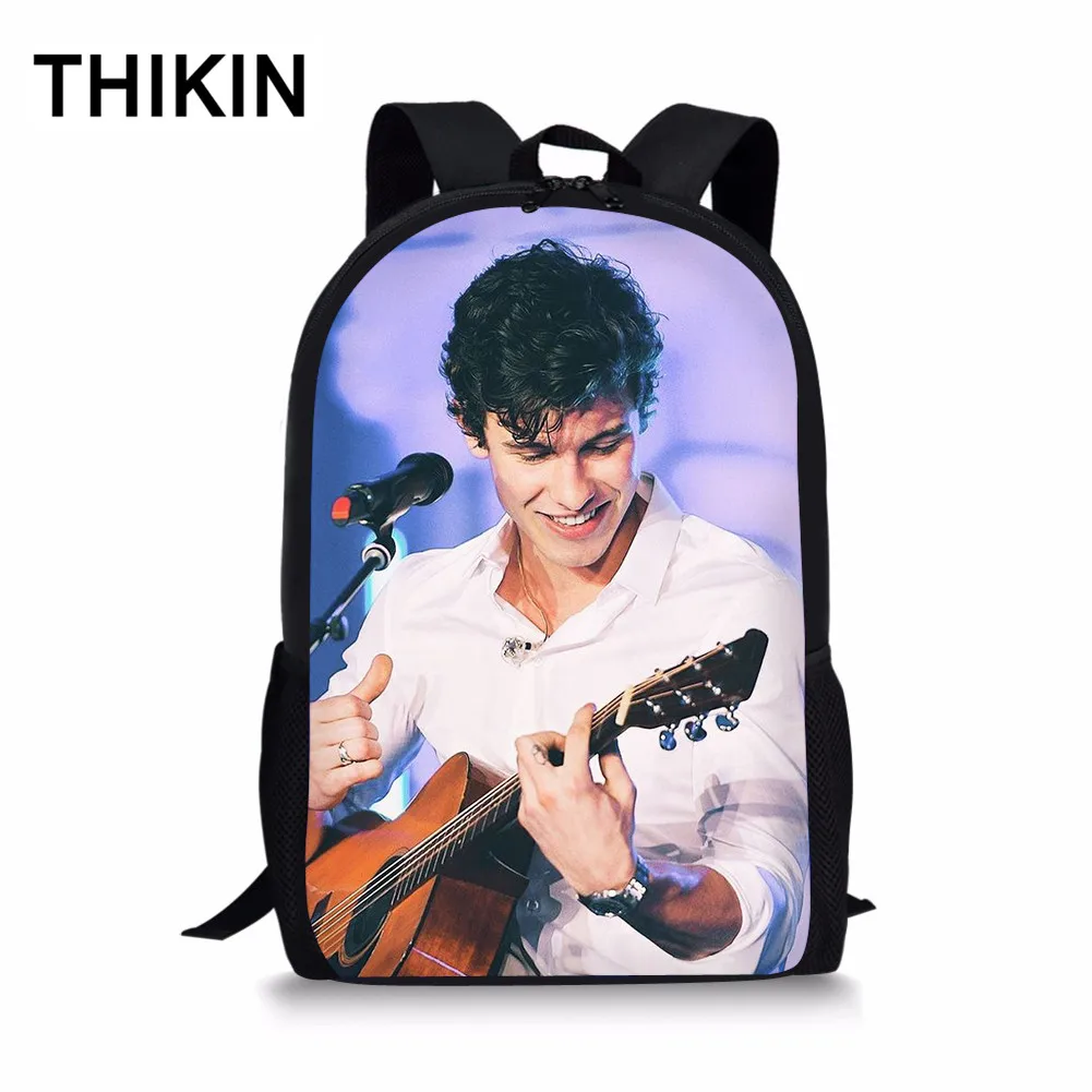 as picture THIKIN Mendes Shawn школьная сумка для студентов, канадский писатель, Печатный полиэстер, школьный рюкзак для студентов, Женский ежедневный Рюкзак Mochila на заказ - Цвет: as picture