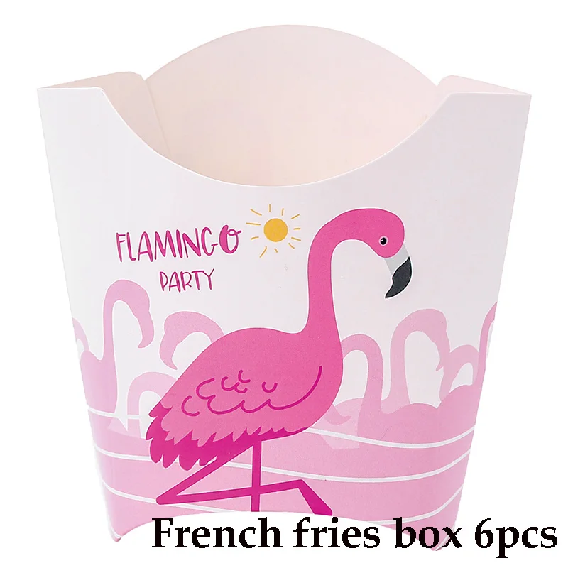 French fries box Фламинго тема одноразовая посуда День рождения украшение детская тарелка чашки шапки скатерть воздушный шар флаг набор соломинок для вечеринок - Цвет: French fries box