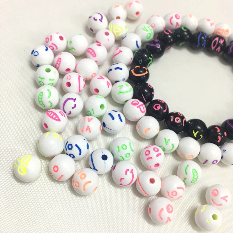 8 мм акриловые Круглые бусины для изготовления ювелирных изделий черно белые