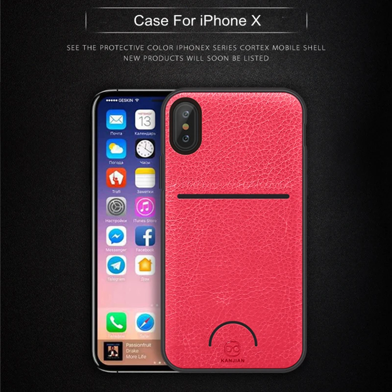 Роскошный чехол из искусственной кожи с зернистой фактурой для iPhone X 8 7 Plus