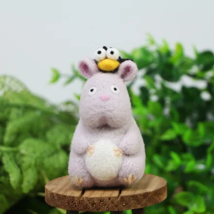 

Meatball head Lean rabbit Lovely wool needlepoint kit wool felt needle felting decoration craft needlecraft DIY handmade