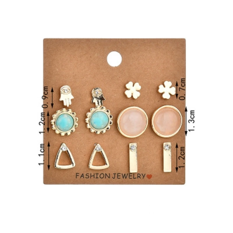 Multiple Fashion Decorated Ear Personality Simple Sweet Gift Geometric Charm Crystal Jewelry Girl Shiny Stylish Earrings Studs | Украшения