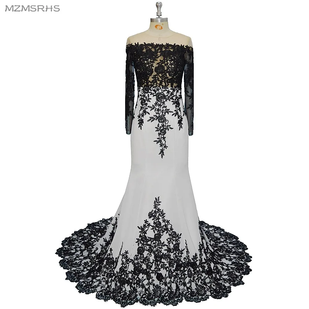 Белое платье Русалка для выпускного вечера с круглым вырезом и шлейфом|mermaid prom|white