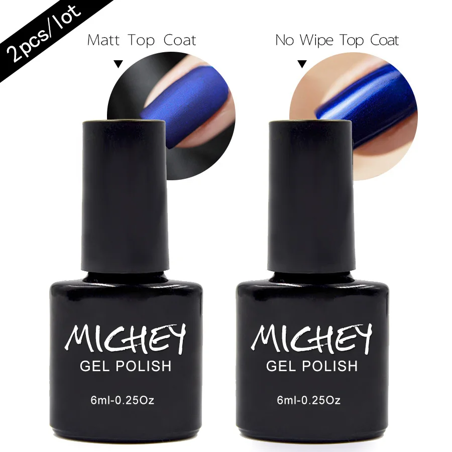 

2PCS/Lot Top Gel UV Gel Polish Vernis Semi Permanent Matt Top Coat & No Wipe Top Coat Hot Sale Soak Off LED UV Lamp Gel Lacquer