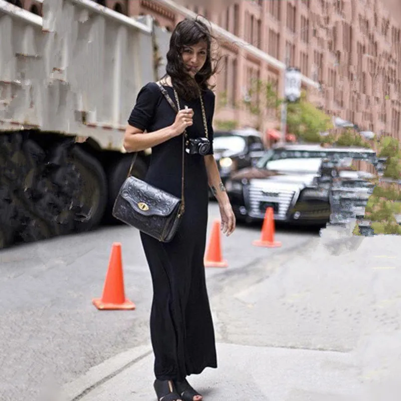 Женское длинное платье макси из 2017 хлопка цельное с коротким рукавом модель 100% XL