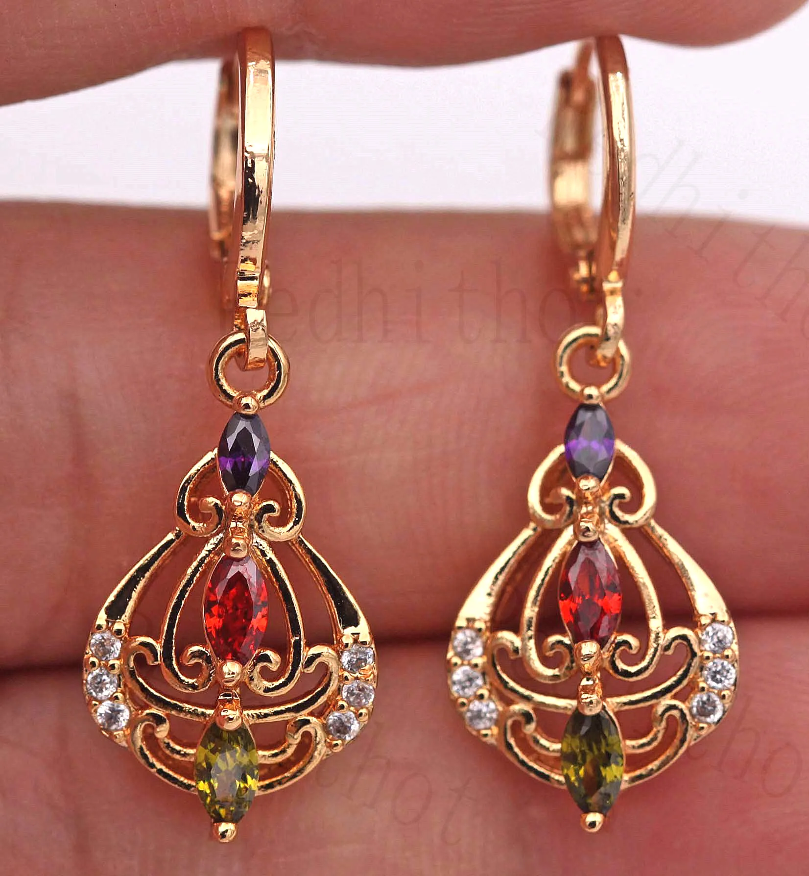 Роскошные Висячие серьги для женщин золотой цвет геометрический с радугой