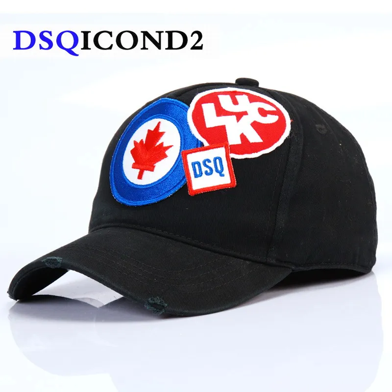 DSQICOND2 2018 Brand Baseball Cap Men Casquette Homme Snapback Cap Letters Patch DSQ Dad Hat for Men Women Grinding Retro gorras