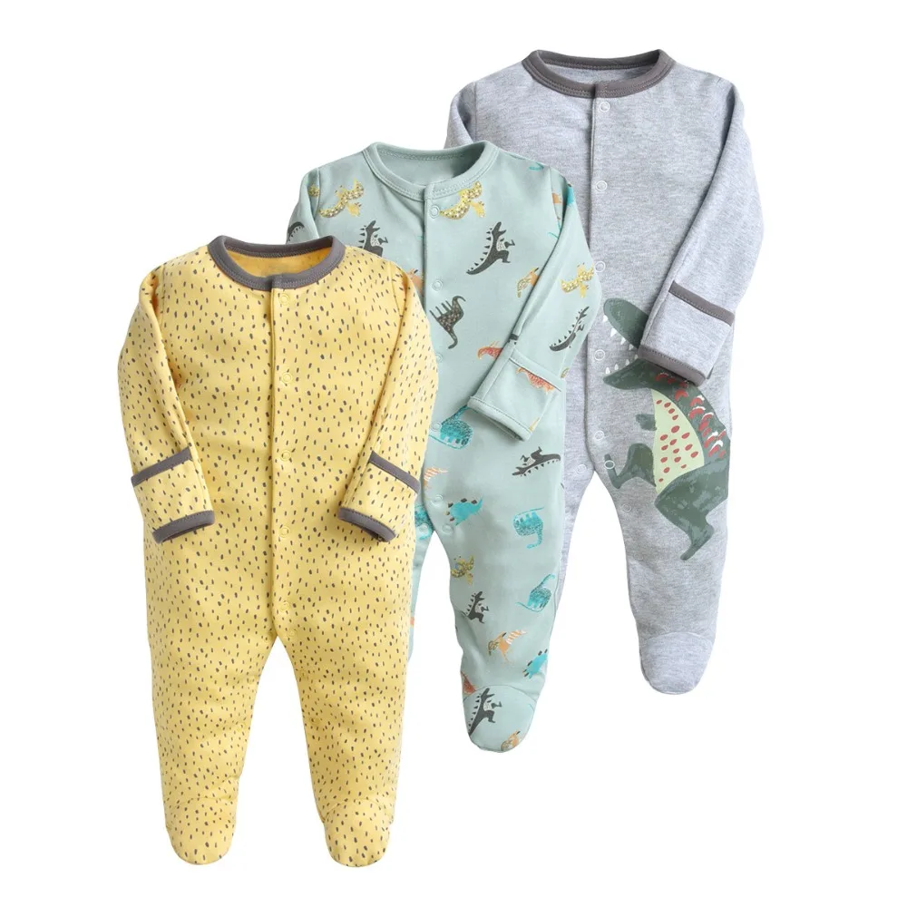 

Baby Footies Pajamas with Button Closure 100% Cotton Baby Girl/Boy 3-12 Months 3 Pack