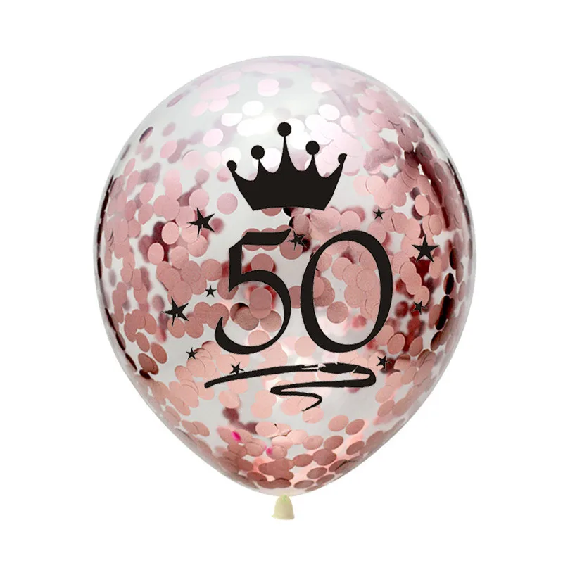 50th rosegold День рождения воздушные шары 5 шт. надувные шары с конфетти 12 дюймов латексные шары Globos 18 21 30 40 50 60 Юбилей воздушные шары на день - Цвет: 50th rosegold