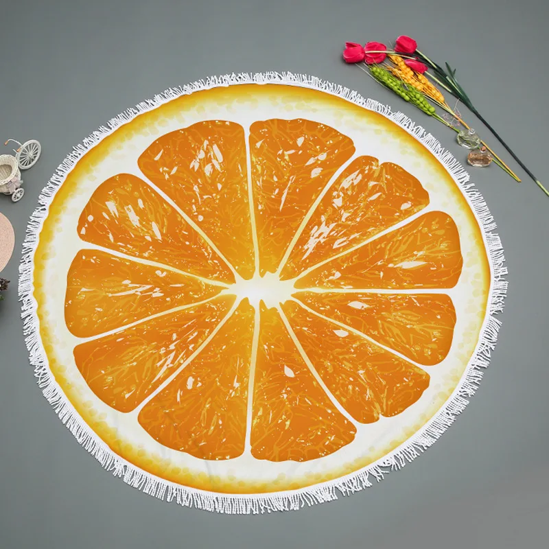 Каваи Фрукты оранжевый лимон арбуз печатных большой круглый пляжное полотенце
