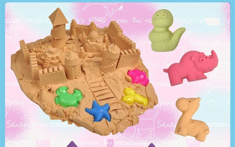 500g space sand + Tray+ molds toy dynamic DIY children beach mars magic environmental protection in silly |