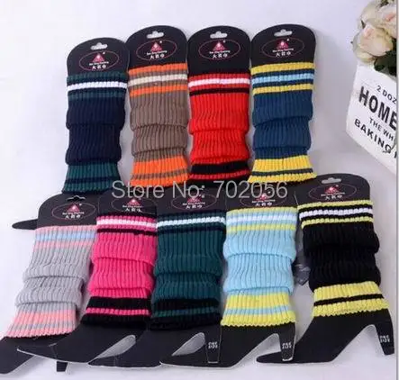 Осень зима 2016 вязаные полосатые гетры чехлы для ботинок без рукавов #3697|leg warmers