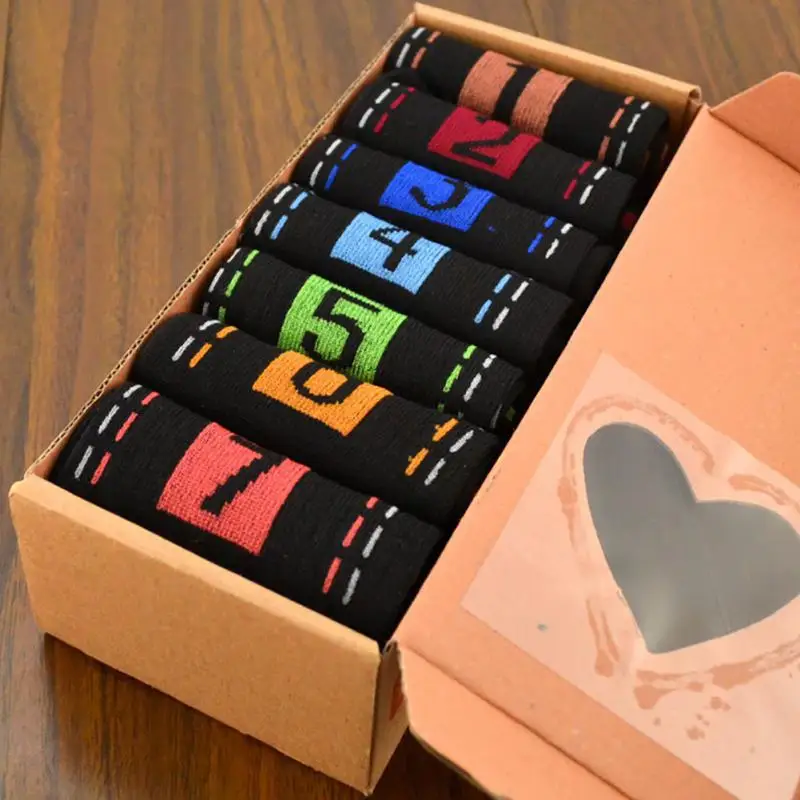 Week мужские хлопковые носки 7 пар/Лот красочные деловые спортивные дышащие