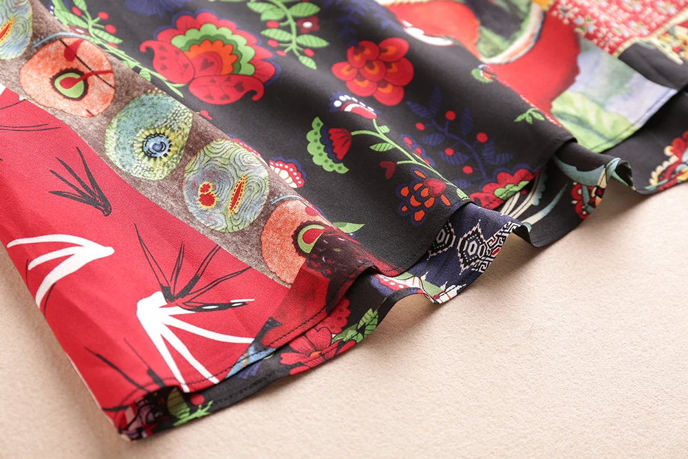 

MIUXIMAO 2019 High Quality New Fashion Runway Summer Dress Women's Retro Half Sleeve Flower Vintage Dress vestidos