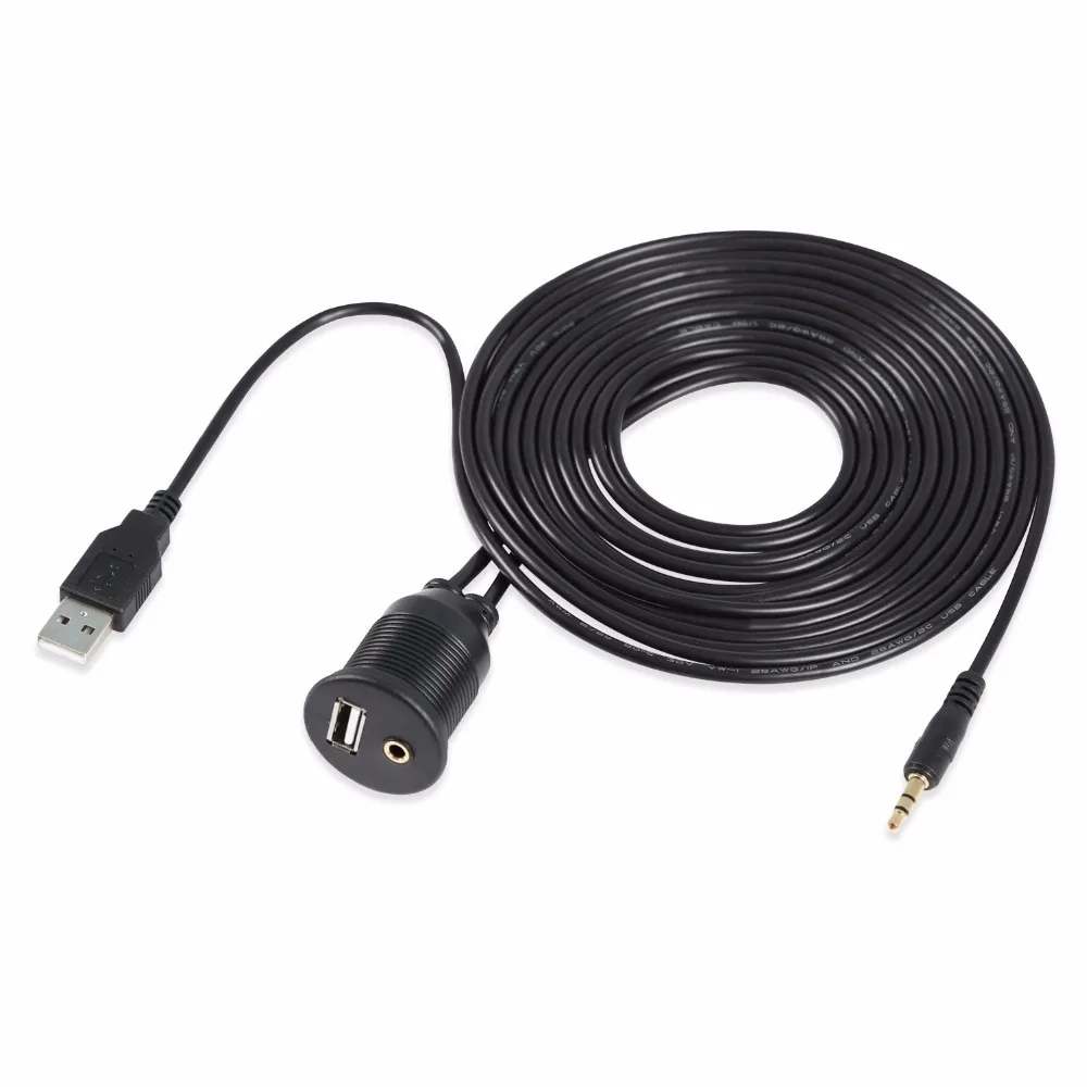 Автомобильный телефон USB и 3 5 мм AUX удлинитель с утопленным креплением 6 футов