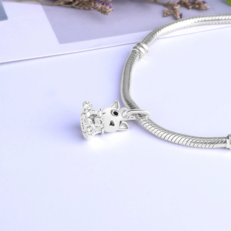 925 пробы, Серебряные Оригинальные бусины, очаровательный браслет Pandora, лабрадор, бультерьер, щенок, кошка, подвеска, шарм, собака, сделай сам, ювелирное изделие