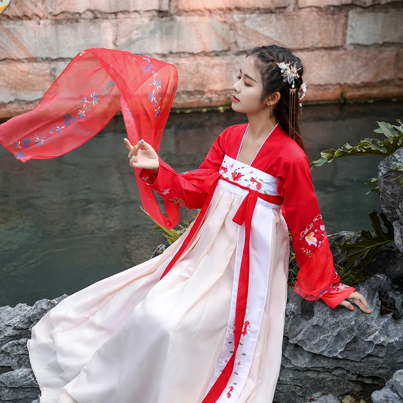 Hanfu танцевальный костюм вышивка династии Тан танцевальная одежда принцессы