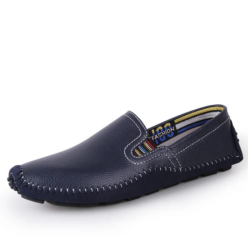 Blue Loafers Merkmak/большие размеры 38-47; мужская обувь ручной работы; мужские туфли из натуральной кожи на плоской подошве; удобная обувь для вождения; мокасины из мягкой кожи для мужчин - Цвет: Blue Loafers