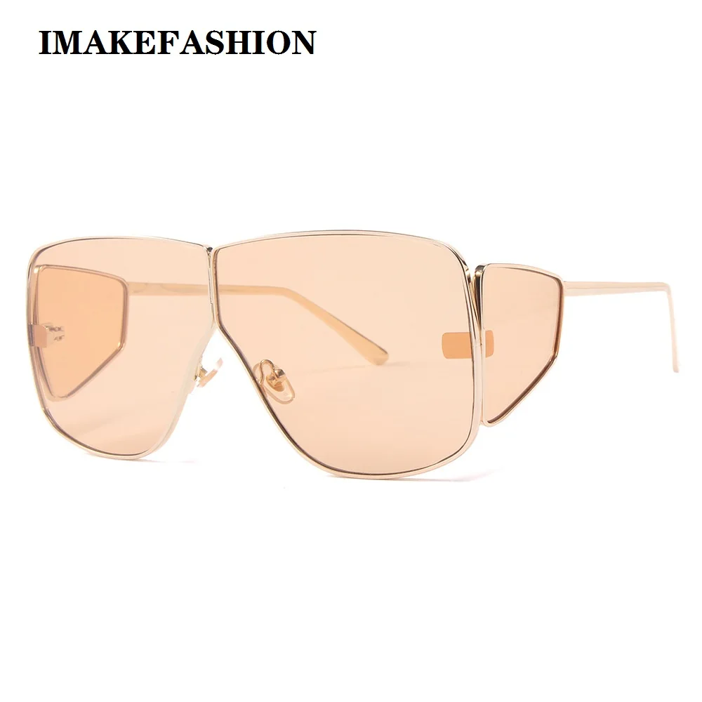 IMAKEFASHION четыре объектива Солнцезащитные очки негабаритных мужчин и женщин QNIQUE дизайн JWW1902 - Цвет линз: LIGHT ORANGE LENS