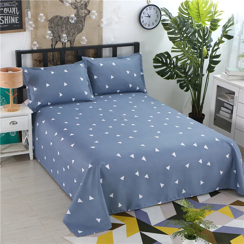 1 шт. полиэстер всесезонное плоское постельное белье с принтом голубого ночного