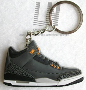 Photo Color9 Мини силиконовый Jordan 3 брелок сумка шарм для женщин мужчин детей брелок подарки тапки держатель для ключей кулон аксессуары брелок на ключи в виде обуви - Цвет: Photo Color9