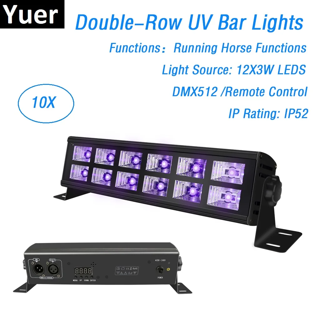 買取 送料無料 12 Led 3 ワット Uv 色壁洗浄ライト DMX512 Dj Led Uv ステージライトバー黒パーティークラブディスコライト屋内使用