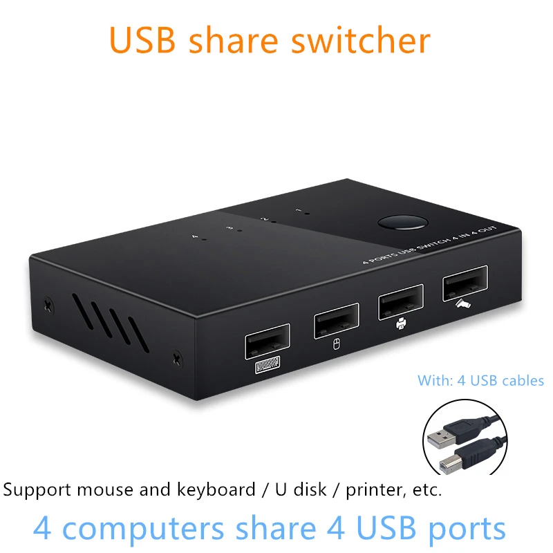 Usb хаб разъемов для принтера USB клавиатура и мышь Обмен переключатель 2 порта 4 er KVM