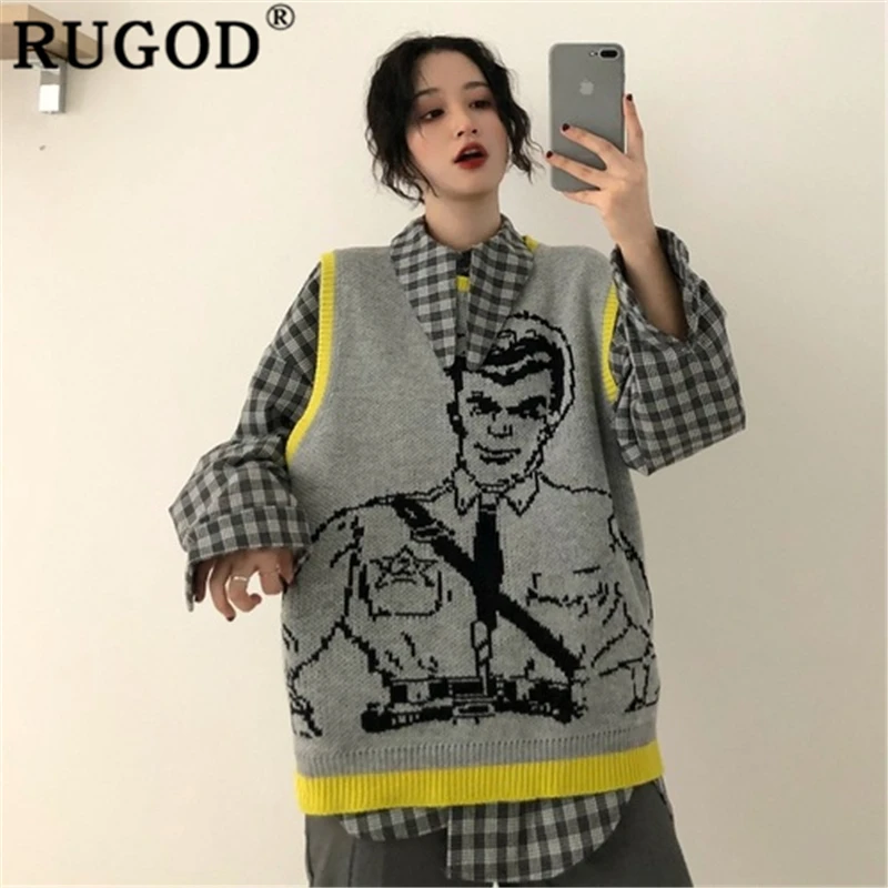 Женский трикотажный жилет RUGOD Повседневный свитер без рукавов с круглым вырезом
