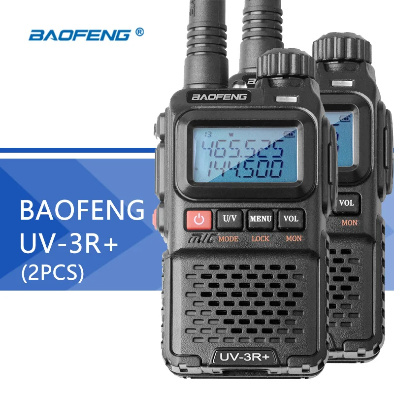 2 шт. Baofeng UV 3R Plus портативная рация UHF VHF + CB радио VOX фонарик мини FM трансивер Ham Радио