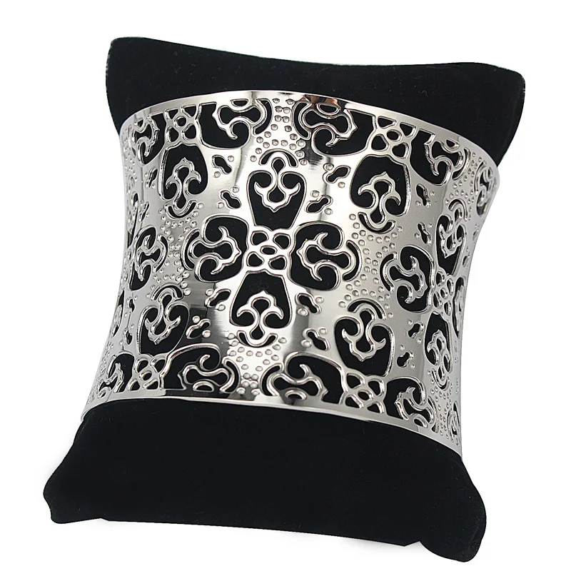 2017 Новая мода Серебряный Цвет РЕЗНЫЕ ШИРОКИЙ открытая манжета обаятельные