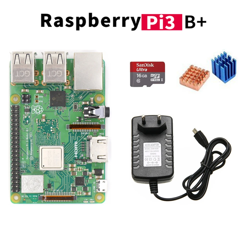 2018 Новое поступление Стартовые наборы Raspberry Pi 3 Модель B + Plus В 5 в 3A блок питания 16