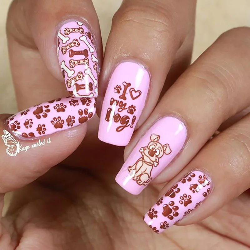 BeautyBigBang шаблон для ногтей пластины из нержавеющей стали Симпатичные кошки и собаки шаблон штамповки ногтей пластины прямоугольная печать для ногтей BBB XL-013