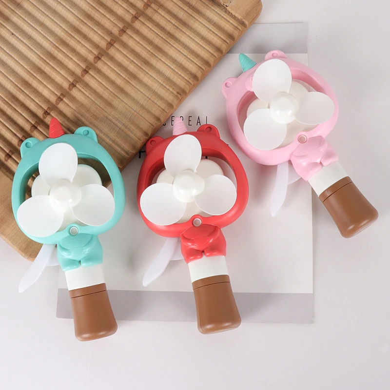 Cute Portable Mini Plastic Unicorn Hand Pressure Fan Small hand fan for environmental protection Children's Toys Games Gifts | Игрушки и