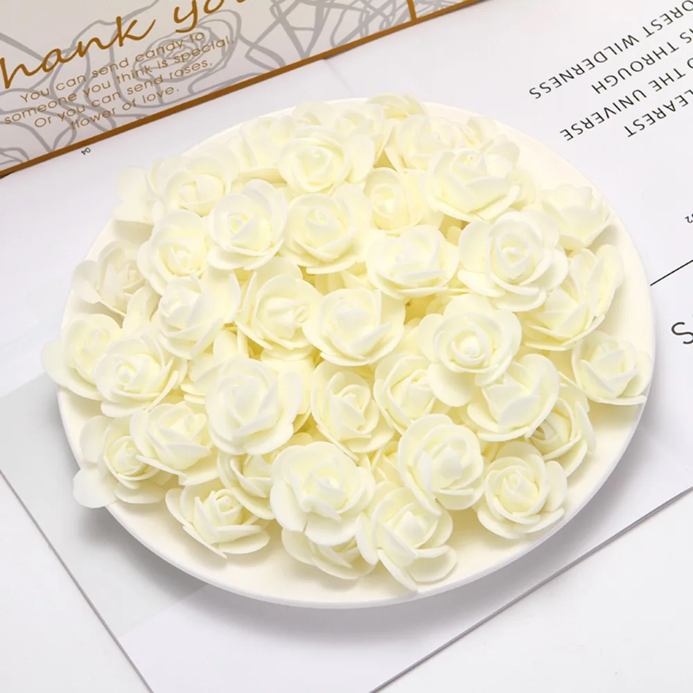 milk white 50 шт. дешевые PE Мини Искусственные цветы для дома Свадебные украшения, аксессуары поддельные медведи Фома скрапбук diy ВЕНОК рукоделие - Цвет: milk white