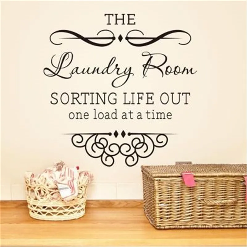 Laundry Room Винил Котировки стены Стикеры Прачечная признаки Туалет наклейки Home Decor