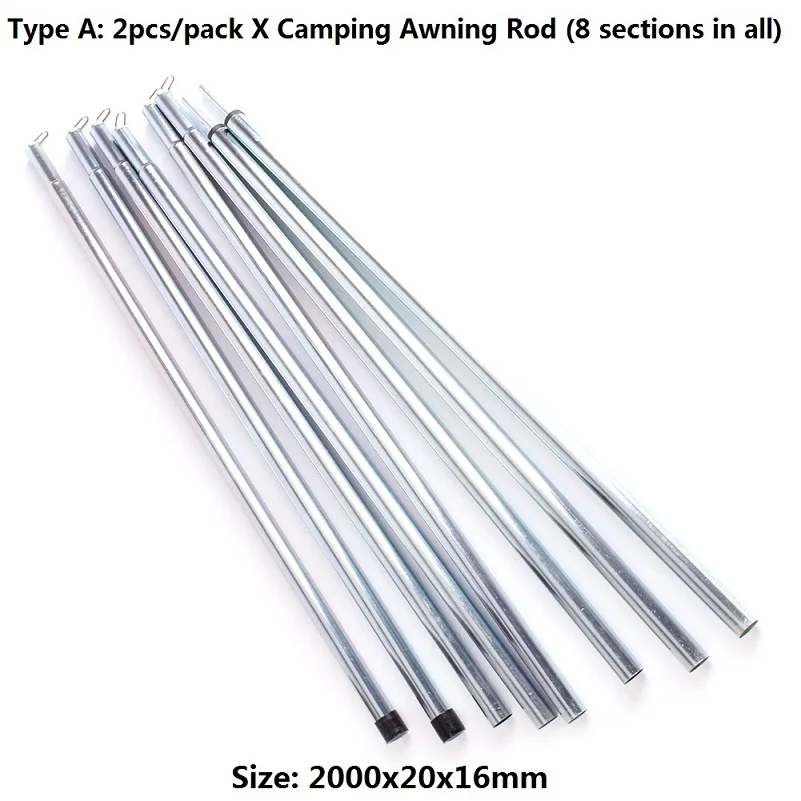 Type A Awning Rod Открытый Многофункциональный тент полюс Кемпинг Тент стержень стенд расширение двери железный каркас навес Прихожая стержень Палатка аксессуары - Цвет: Type A Awning Rod