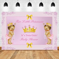 twin girls baby shower backdrop gold crown twin little princesses pink photo background newborn cake table banner decorate props