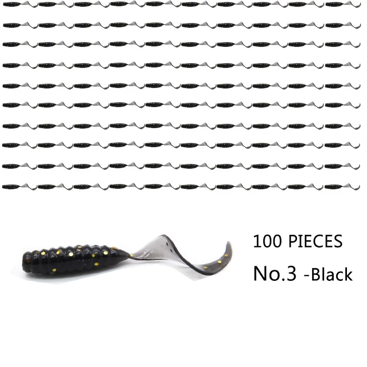 black 100 шт. мягкий пластик искусственный isca pesca круглый хвост Белковая приманка личинка рыболовный червь moggot приманка личинка приманки 4 см - Цвет: black