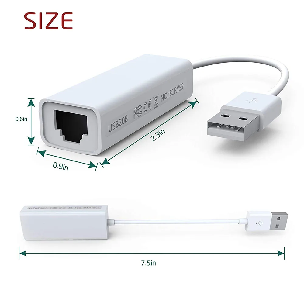 Адаптер Ethernet с USB 2 0 на RJ45 сетевой адаптер полным объемом 10/100 Мбит/с для Windows Mac