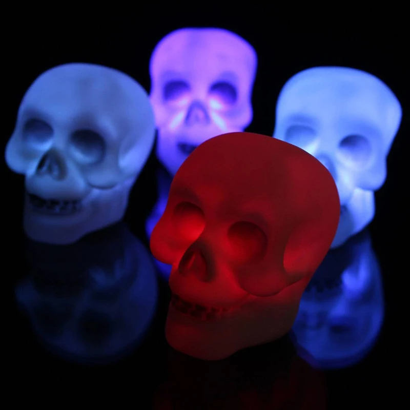 8 см Череп LED Изменение цвета Хэллоуин украшение атмосфера для
