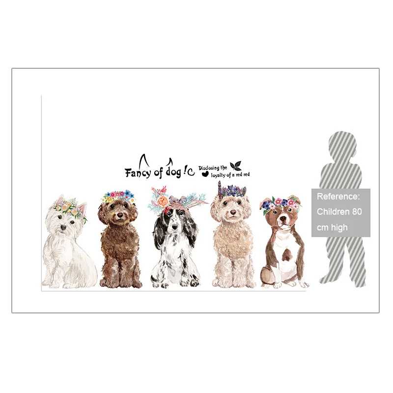 YEARNUO Cute Dog Wall Sticker for Kids Room Decals Home Decoration On the PVC Material To Beautify and Decorate | Дом и сад