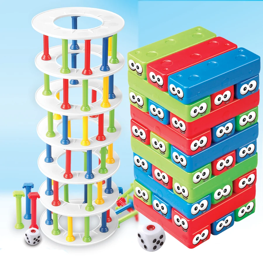 

Cartoon Tower Collapse Crazy Column,Building Figure Blocks Domino Funny Extract Jenga Game Educational Toys,2 Styles