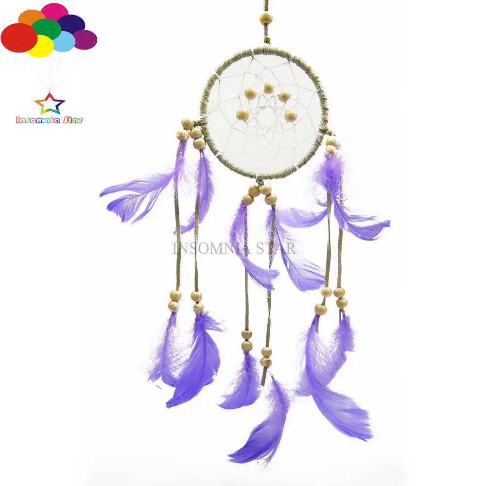 

Boho Dream Catcher Circular purple Goose Feather Wall Hanging Dreamcatcher